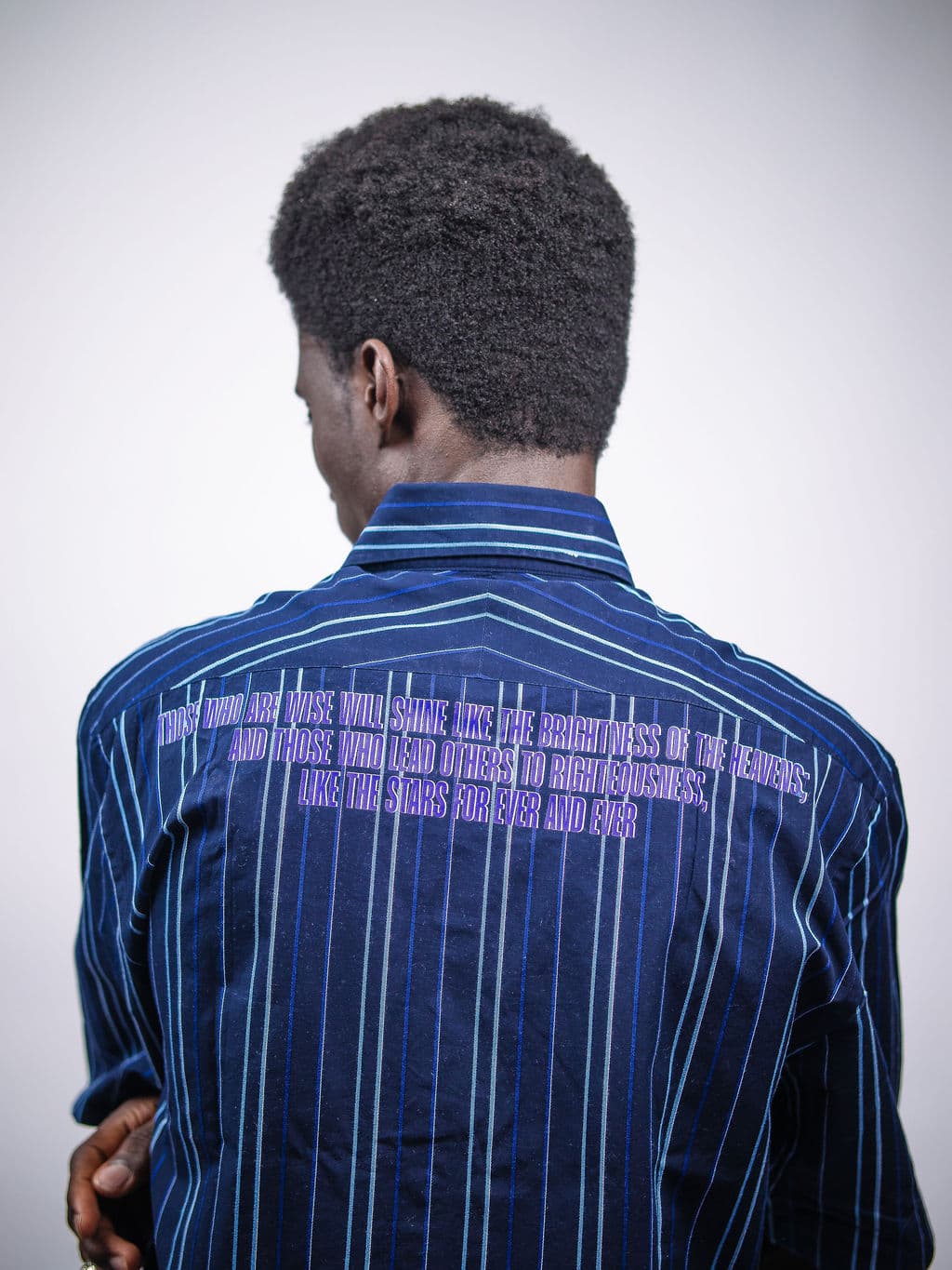 PAPANDU "For The Stars" Signature Stripe Shirt — Midnight Thin Stripe